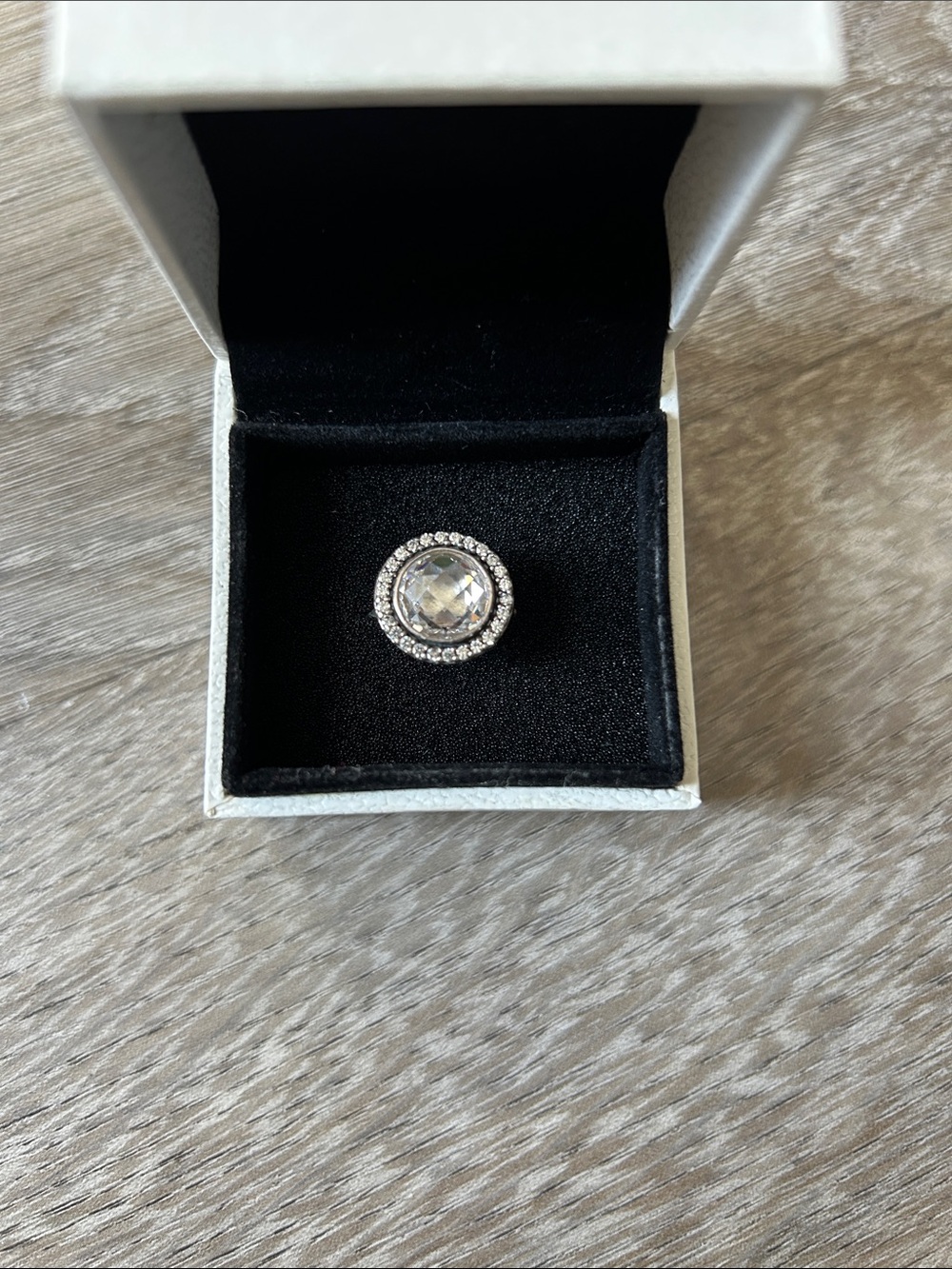 Pandora Silver Ring with Clear Center Stone and Halo - Picture 2 of 4